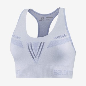 Women's Salomon ESSENTIAL MOVE ON SEAMLESS Sports Bra Purple | IN3225MQZ