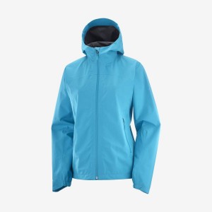 Women's Salomon OUTLINE GORE-TEX WATERPROOF 2.5L Jackets Blue | IN3136FDN