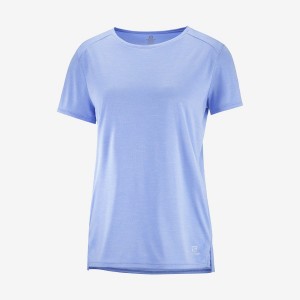 Women's Salomon OUTLINE SUMMER T Shirts Blue | IN3074TCE