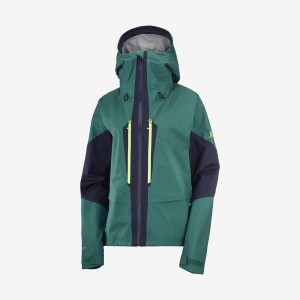 Women's Salomon OUTPEAK GORE-TEX WATERPROOF 3L Jackets Green | IN3154FDN