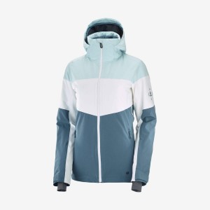 Women's Salomon SLALOM Ski Jackets Blue | IN3223BEX