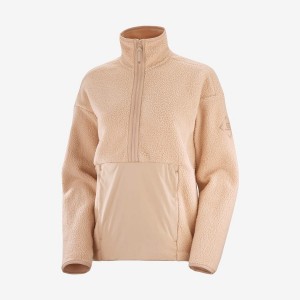 Women's Salomon SNOWSHELTER TEDDY Hoodie Pink | IN3115ZUT