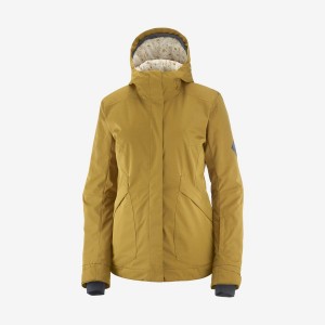 Women's Salomon SNOW REBEL Ski Jackets Yellow | IN3196CTV