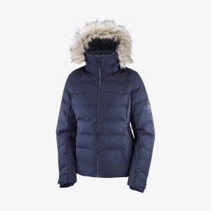 Women's Salomon STORMCOZY Ski Jackets Navy | IN3212DFM