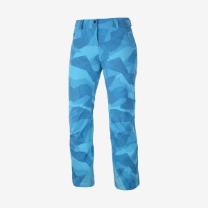 Women's Salomon THE BRILLIANT Ski Pants Blue / Black | IN3310FDN