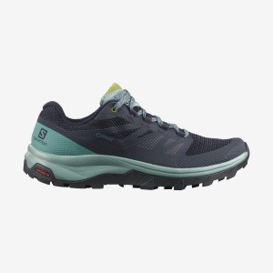 Women's Salomon WoOUTLINE GORE-TEX Hiking Shoes Black / Green | IN2829LIS