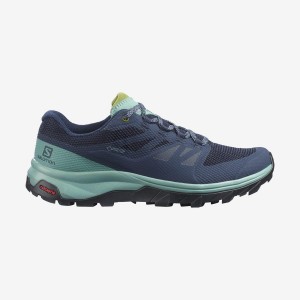 Women's Salomon WoOUTLINE WIDE GORE-TEX Hiking Shoes Navy | IN2795SGL