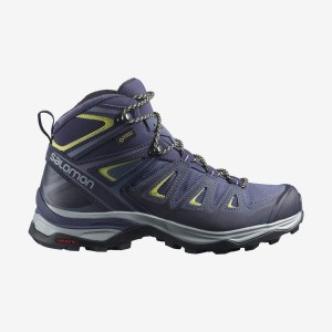 Women's Salomon WoX ULTRA 3 WIDE MID GORE-TEX Hiking Shoes Blue | IN2811WNB