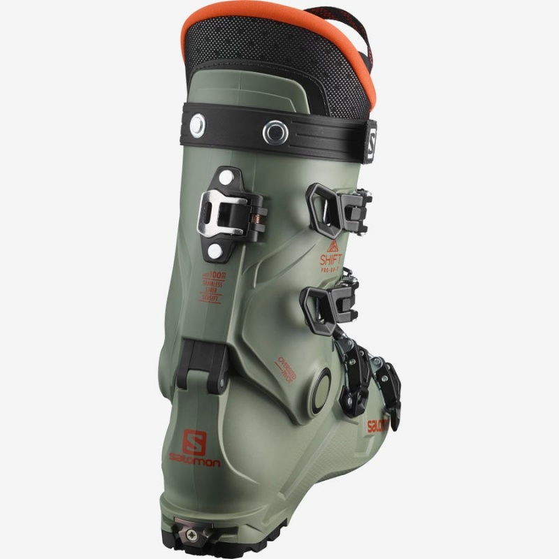 Kids' Salomon SHIFT PRO 80T AT Ski Boots Olive | IN3625JPQ