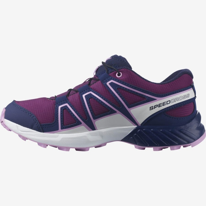 Kids' Salomon SPEEDCROSS Trail Running Shoes Purple / Blue | IN3600AHK