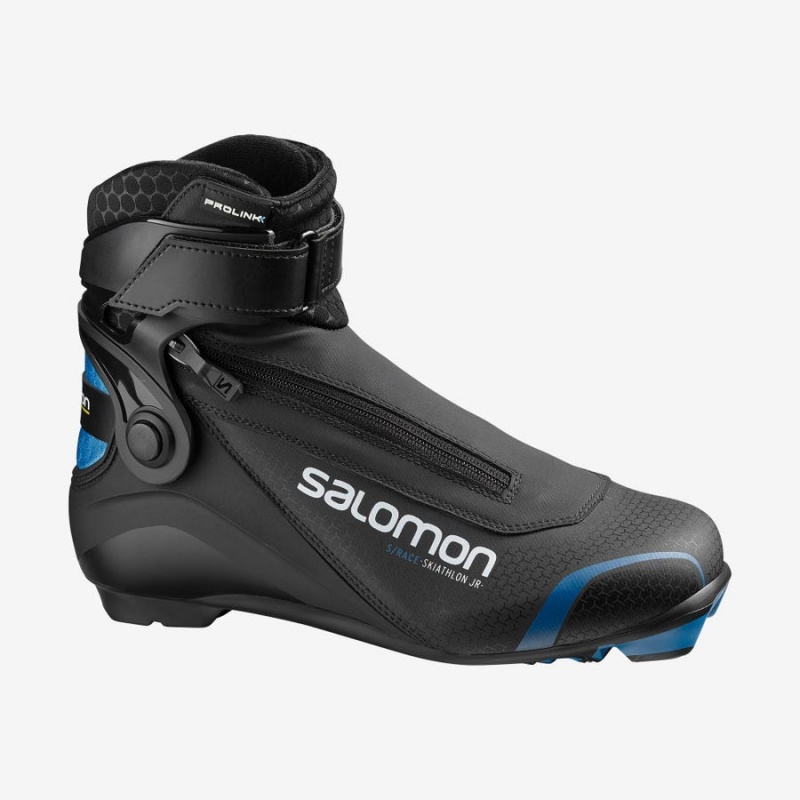 Kids\' Salomon S/RACE SKIATHLON JUNIOR PROLINK Ski Boots Black / Blue | IN3606HAP