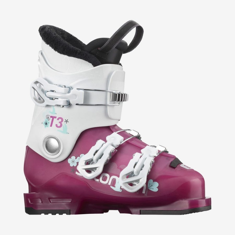 Kids\' Salomon T3 RT GIRLY Ski Boots Purple / White | IN3624HAP