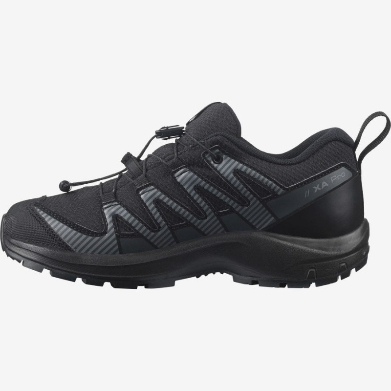 Kids' Salomon XA PRO V8 CLIMASALOMON™ WATERPROOF Hiking Shoes Black | IN3586VRW