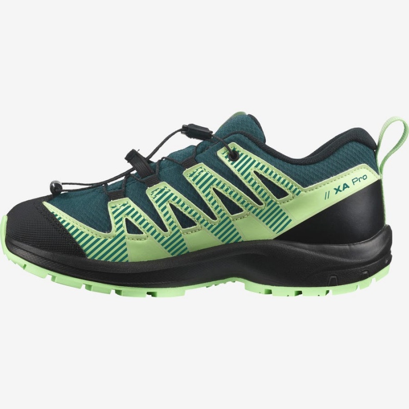 Kids' Salomon XA PRO V8 CLIMASALOMON™ WATERPROOF Trail Running Shoes Green | IN3604FDN