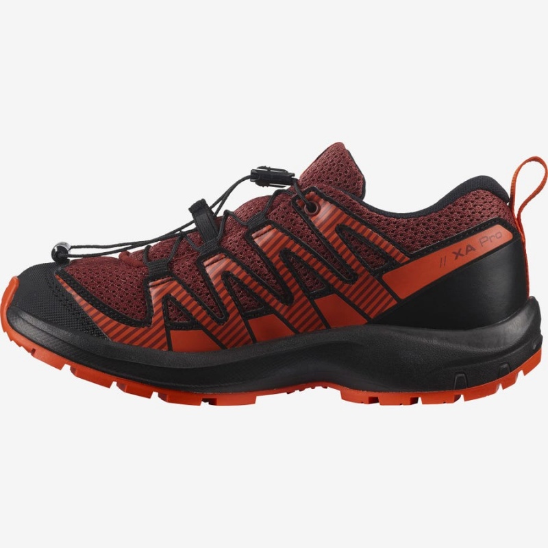 Kids' Salomon XA PRO V8 Hiking Shoes Black / Red | IN3580JPQ