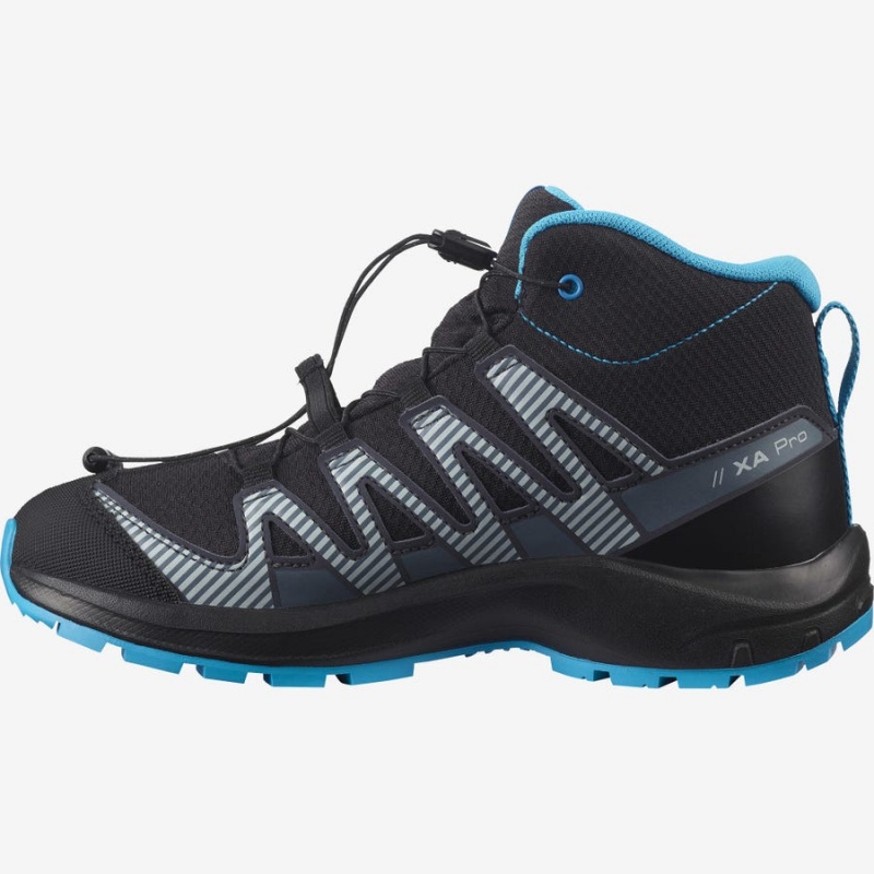 Kids' Salomon XA PRO V8 MID CLIMASALOMON™ WATERPROOF Trail Running Shoes Black | IN3597ILH