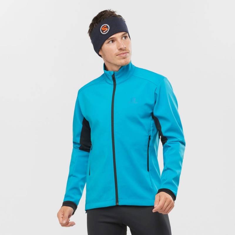 Men's Salomon AGILE SOFTSHELL Jackets Blue | IN2367MQZ