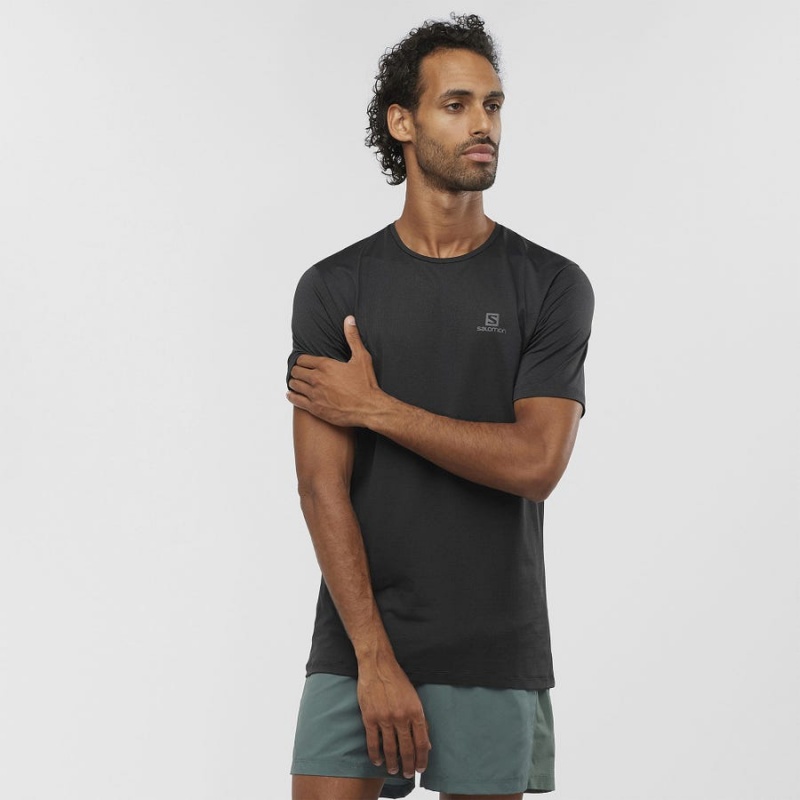 Men's Salomon AGILE TRAINING T Shirts Black | IN2380DFM