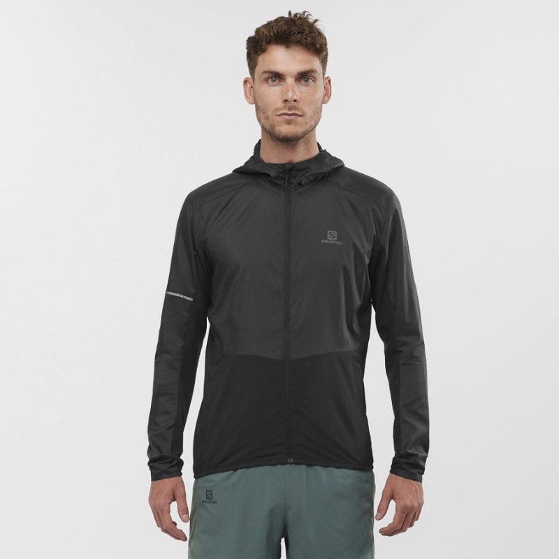 Men's Salomon AGILE WIND WINDBREAKERS Jackets Black | IN2357HAP