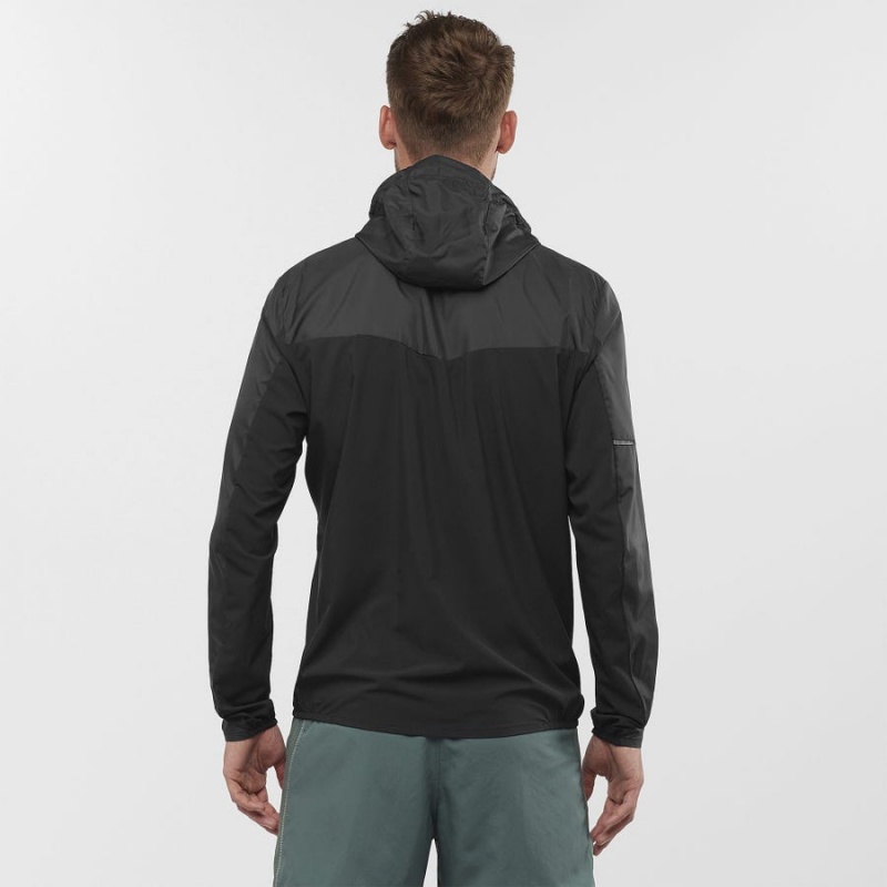 Men's Salomon AGILE WIND WINDBREAKERS Jackets Black | IN2357HAP