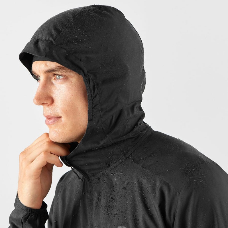 Men's Salomon AGILE WIND WINDBREAKERS Jackets Black | IN2357HAP