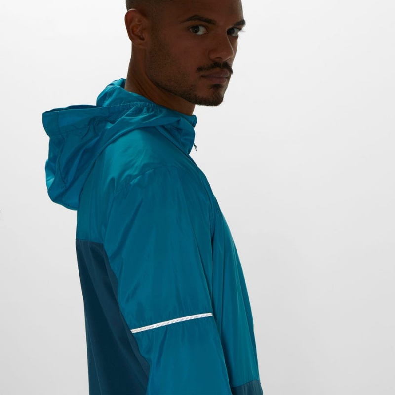 Men's Salomon AGILE WIND WINDBREAKERS Jackets Blue | IN2359KOR