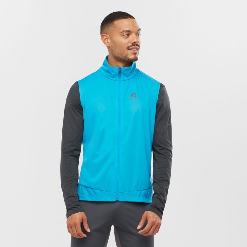 Men's Salomon BONATTI AERO HYBRID Jackets Blue | IN2334AHK