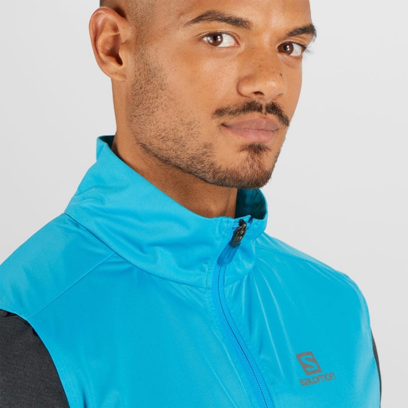 Men's Salomon BONATTI AERO HYBRID Jackets Blue | IN2334AHK