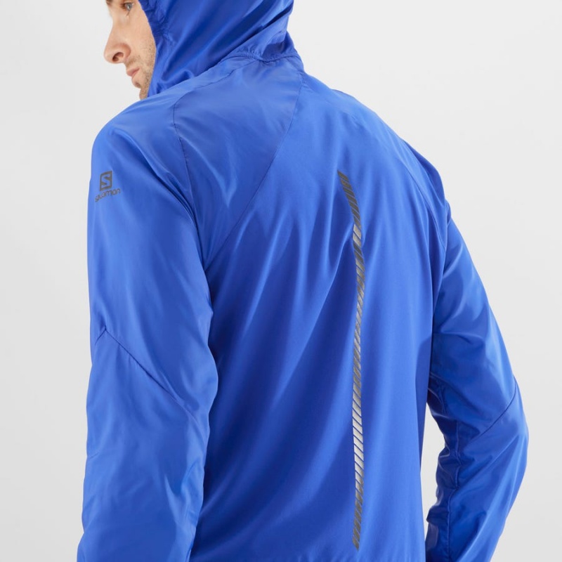 Men's Salomon BONATTI CROSS WIND WINDBREAKERS Jackets Blue | IN2360LIS