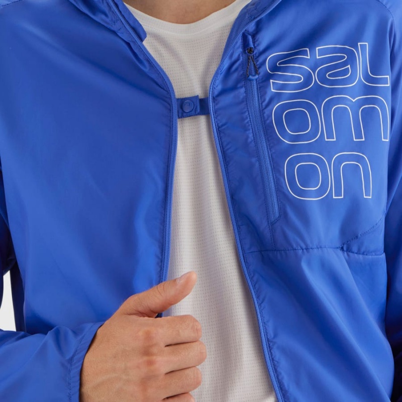 Men's Salomon BONATTI CROSS WIND WINDBREAKERS Jackets Blue | IN2360LIS