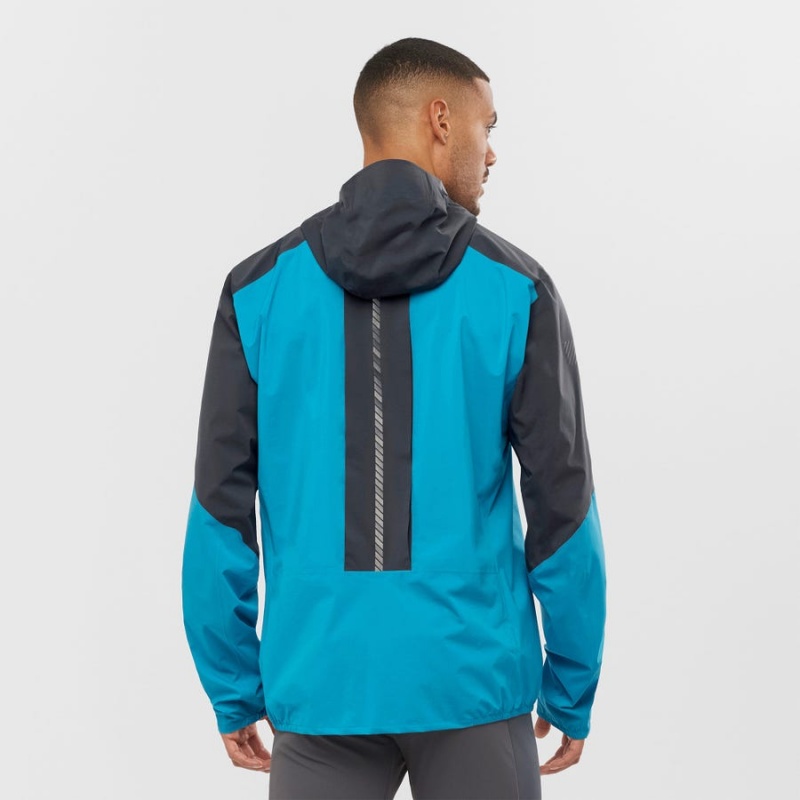 Men's Salomon BONATTI TRAIL WATERPROOF Jackets Blue | IN2347BEX