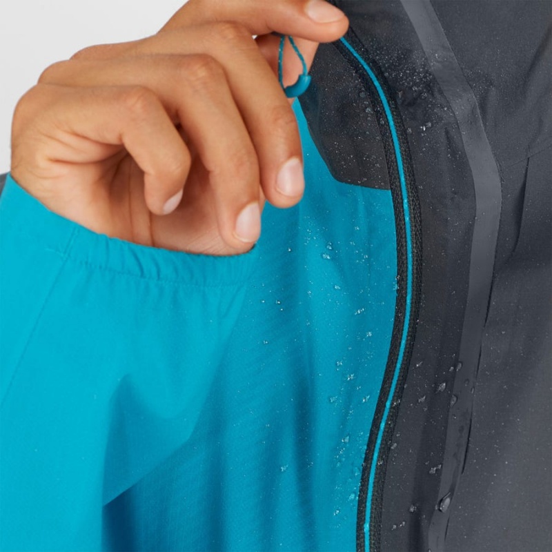 Men's Salomon BONATTI TRAIL WATERPROOF Jackets Blue | IN2347BEX