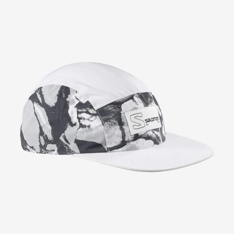 Men\'s Salomon BONATTI WATERPROOF FIVE PANEL Hats White | IN2660UZG