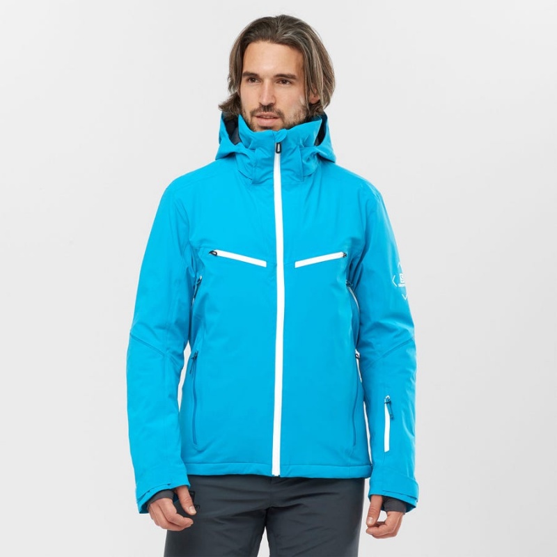 Men's Salomon BRILLIANT Ski Jackets Blue | IN2300RVD