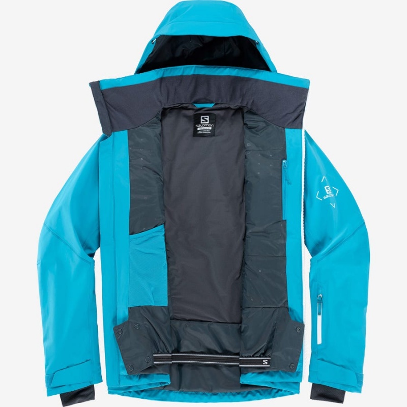 Men's Salomon BRILLIANT Ski Jackets Blue | IN2300RVD