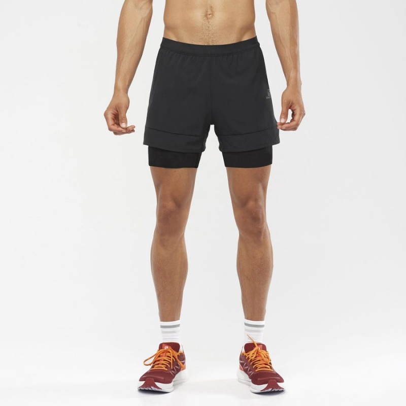 Men's Salomon CROSS 2IN1 Shorts Black | IN2463JPQ