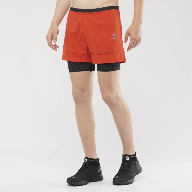 Men's Salomon CROSS 2IN1 Shorts Orange | IN2465LIS