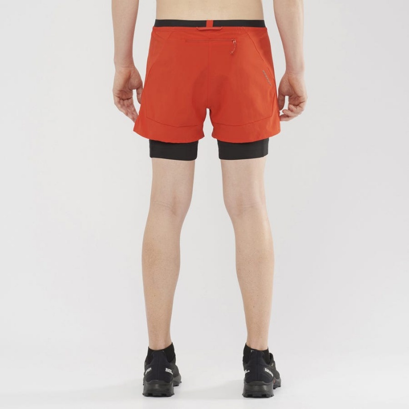 Men's Salomon CROSS 2IN1 Shorts Orange | IN2465LIS