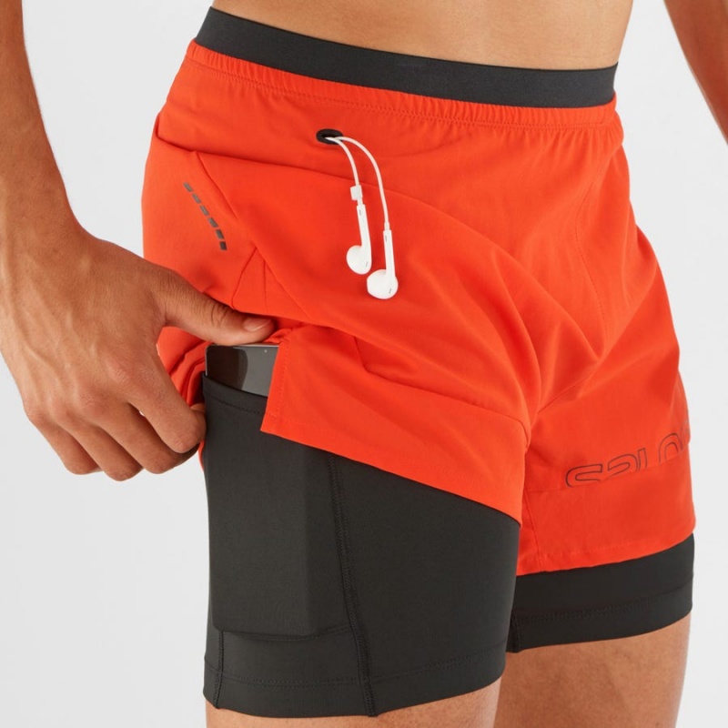 Men's Salomon CROSS 2IN1 Shorts Orange | IN2465LIS