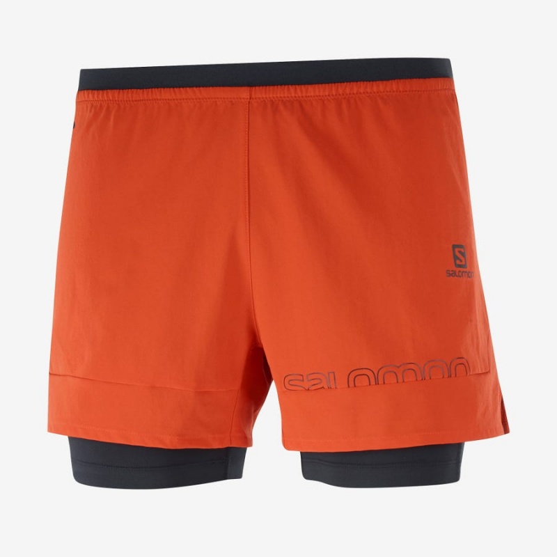 Men\'s Salomon CROSS 2IN1 Shorts Orange | IN2465LIS