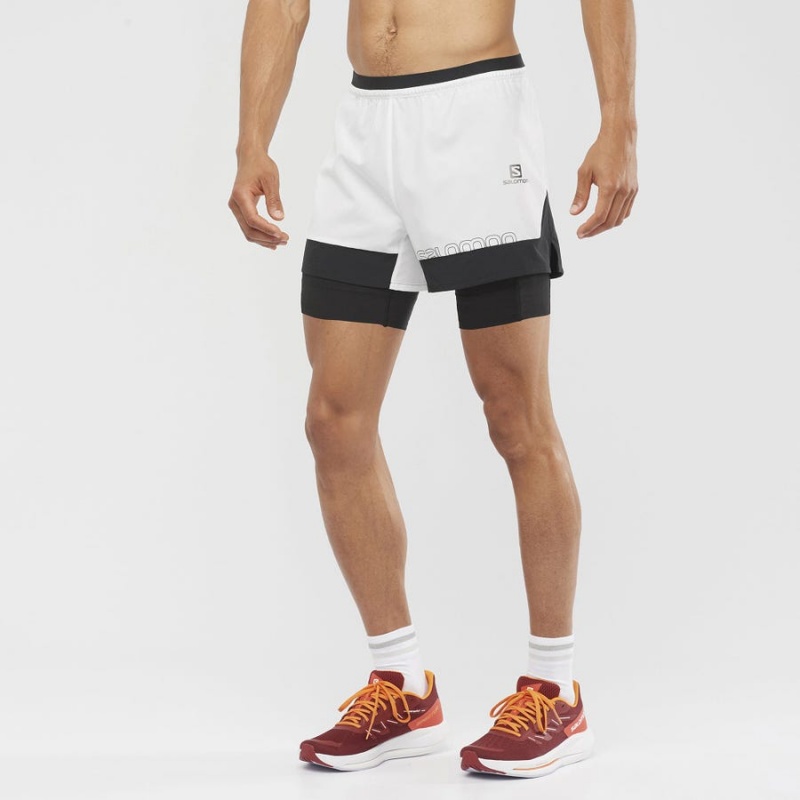 Men's Salomon CROSS 2IN1 Shorts White | IN2464KOR