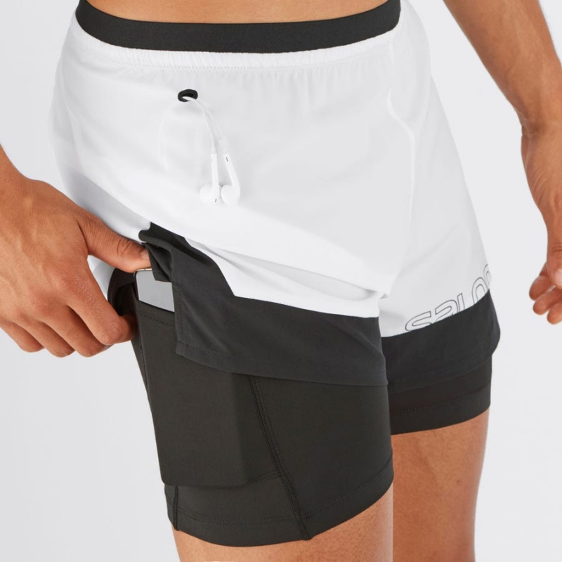 Men's Salomon CROSS 2IN1 Shorts White | IN2464KOR