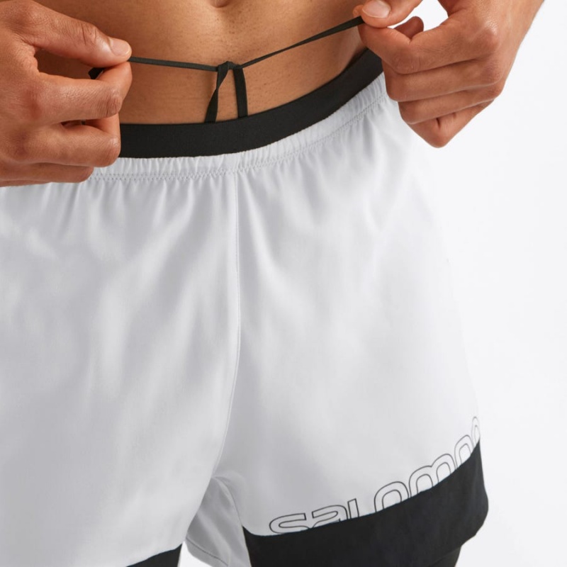 Men's Salomon CROSS 2IN1 Shorts White | IN2464KOR