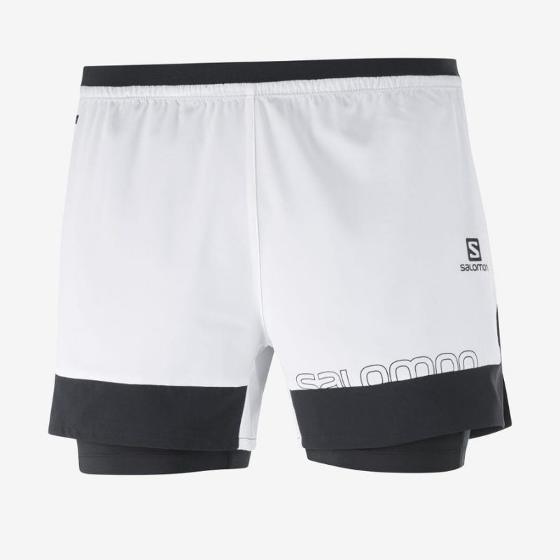 Men\'s Salomon CROSS 2IN1 Shorts White | IN2464KOR