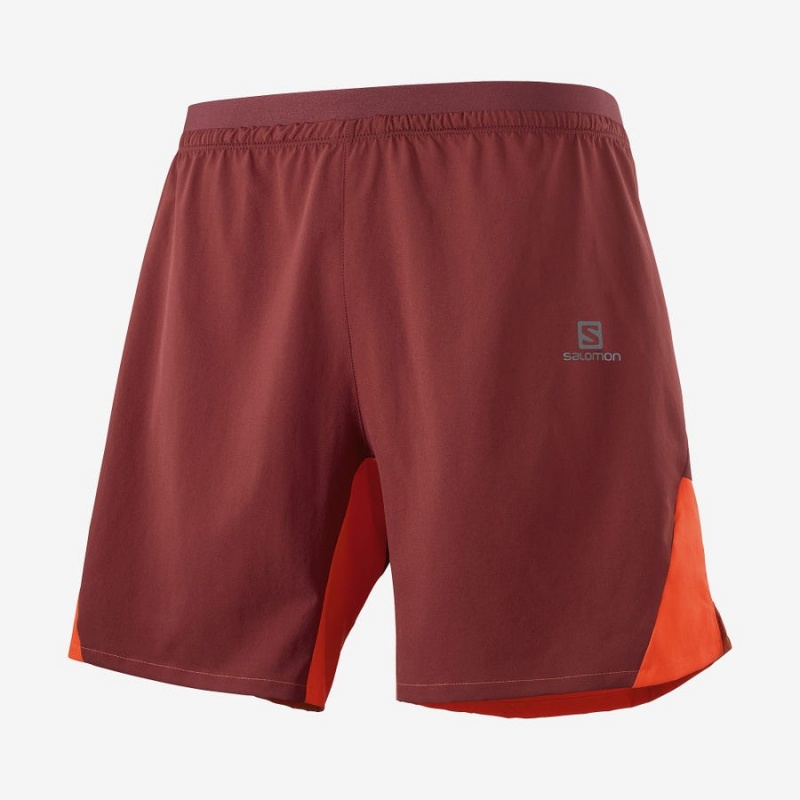 Men\'s Salomon CROSS 7\'\' NO LINER Shorts Red | IN2454OKI