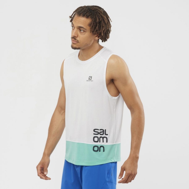 Men's Salomon CROSS RUN GRAPHIC T Shirts White | IN2390VRW