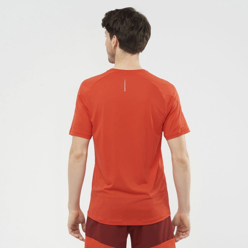 Men's Salomon CROSS RUN T Shirts Orange | IN2394QMA