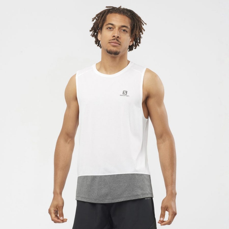 Men's Salomon CROSS RUN T Shirts White | IN2391BEX