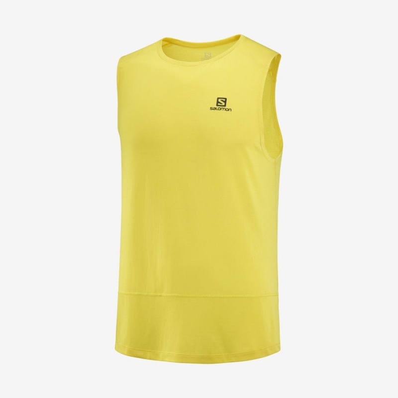 Men\'s Salomon CROSS RUN T Shirts Yellow | IN2392NWY