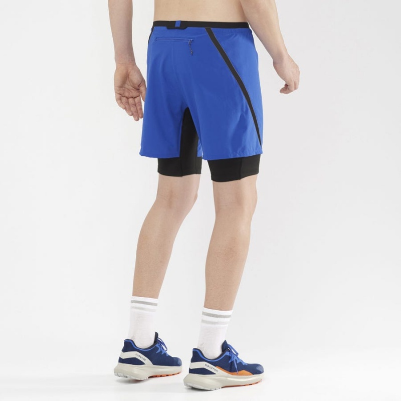 Men's Salomon CROSS TWINSKIN Shorts Blue | IN2472MQZ